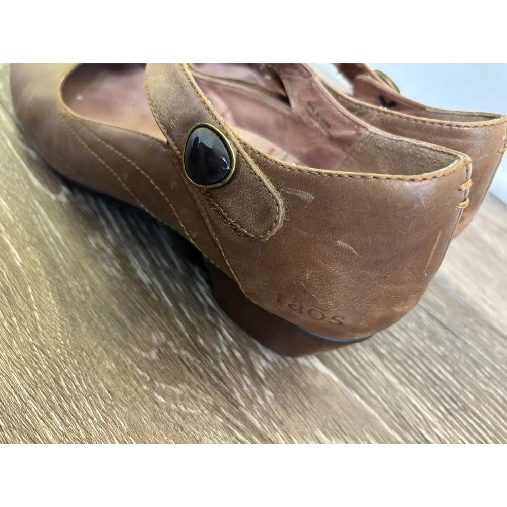 Taos Brown Leather Mary Jane Shoes Comfort‎ Casual Heel Womens Size 10